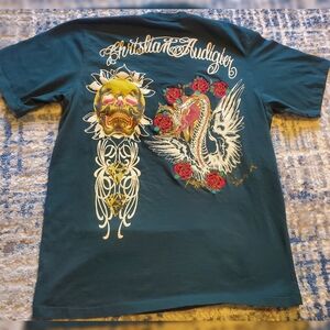 Christian Audigier Men's Green Graphic Tee